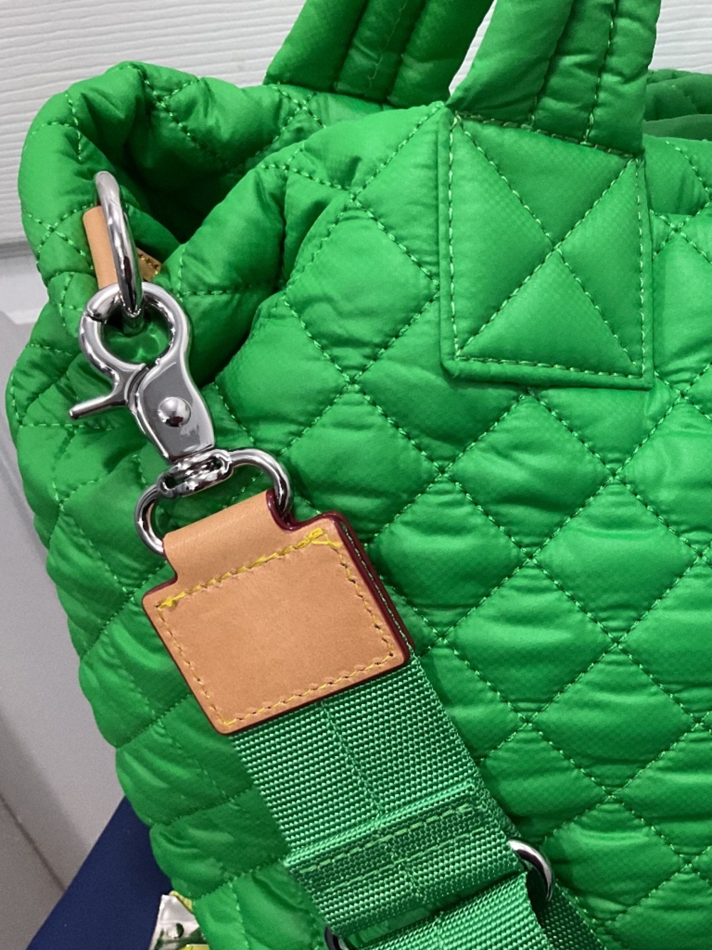 MZ Wallace Quilted Tote Bag | Green Grass | Multi-Pocket Crossbody - Picture 6 of 10